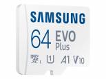 Samsung EVO Plus MB-MC64KA - Flash memory card (microSDXC to SD adapter included) - 64 GB - A1 / Video Class V10 / UHS-I U1 / Class10 - microSDXC UHS-I