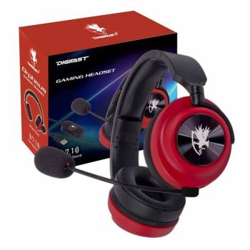 Digifast OP7-R Orpheus Red Gaming Headset, Noise-Canceling Adjustable Microphone, Remote Vol/Mic Control, Plug & Play, 50 mm Driver