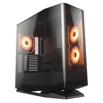 COUGAR FV270 RGB Black Mid Tower E-ATX Case, 420mm GPU Supported, Build-in ARGB PWM Fans, Breathe Streams, Prism of Light, RGB Hub, Filter Guard, Tool-Less Bracket, Compatible with reverse cable/connector motherboard