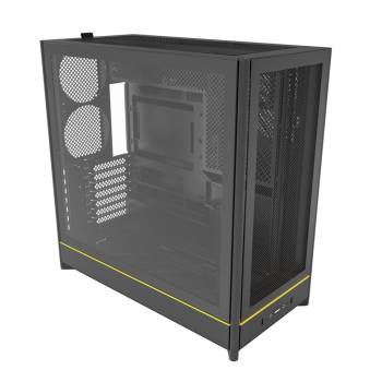 MONTECH HS01, ATX Mid-Tower PC Case, Gaming PC, High-Airflow, Reversible Layout, Mesh Front Panel, Sink-in Design, Toolless Panels, HS01B Black